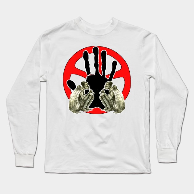 Black hand and people with a pipe Long Sleeve T-Shirt by Marccelus